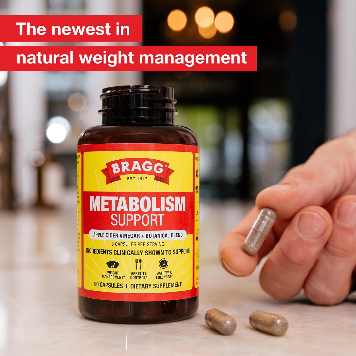 Bragg Metabolism Support Apple Cider Vinegar Capsules with Botanical Blend – GLP-1 Support, 90 Capsules