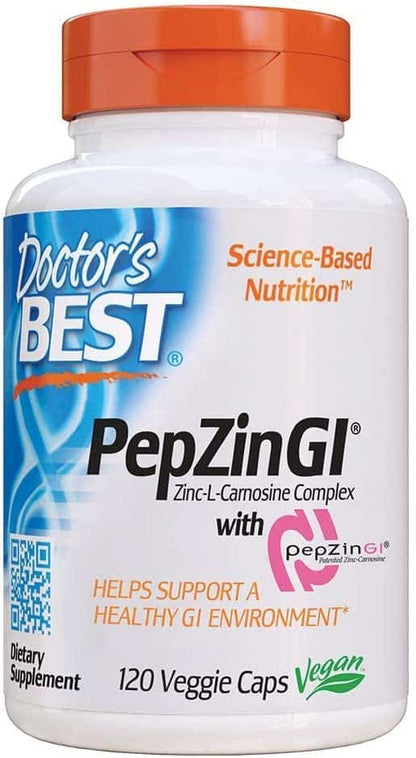 Doctor's Best PepZin GI - 120 vcaps | Zinc-L-Carnosine Complex