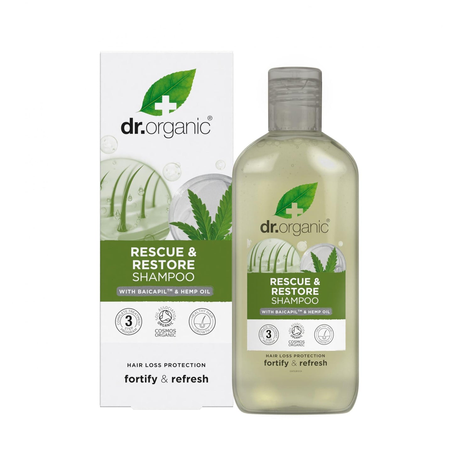 Dr Organic Rescue & Restore Shampoo with Baicapil & Hemp Oil 265ml