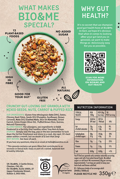 CASHEW & ALMOND GLUTEN FREE GUT-LOVING GRANOLA (350g)