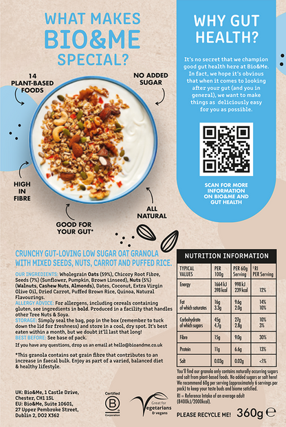 LOW SUGAR, NATURALLY GUT-LOVING GRANOLA (360g)