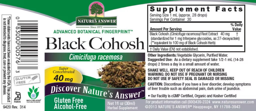 Nature's Answer Alcohol-Free Black Cohosh Root Extract - 30ml