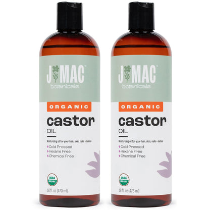 J Mac Botanicals Organic Castor Oil – Cold Pressed, Hexane Free, 16 oz for Face, Skin, Eyelashes