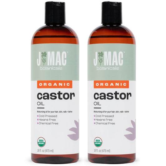 J Mac Botanicals Organic Castor Oil – Cold Pressed, Hexane Free, 16 oz for Face, Skin, Eyelashes