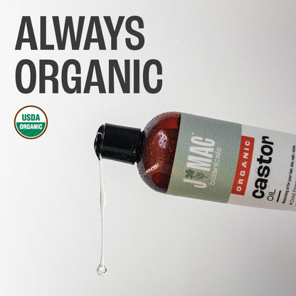 J Mac Botanicals Organic Castor Oil – Cold Pressed, Hexane Free, 16 oz for Face, Skin, Eyelashes