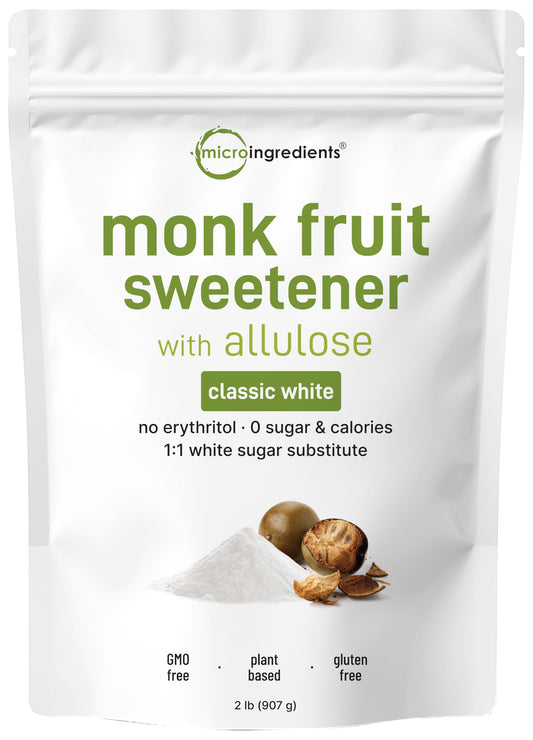 Monk Fruit Sweetener with Allulose 2 lbs | 1:1 Sugar Substitute | No Erythritol | Keto & Vegan | Micro Ingredients