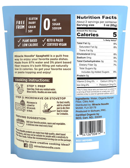 Miracle Noodle Ready to Eat Organic Spaghetti Pasta – 7 Oz (6 Pack) | Low Calorie, 1g Net Carbs, Gluten Free