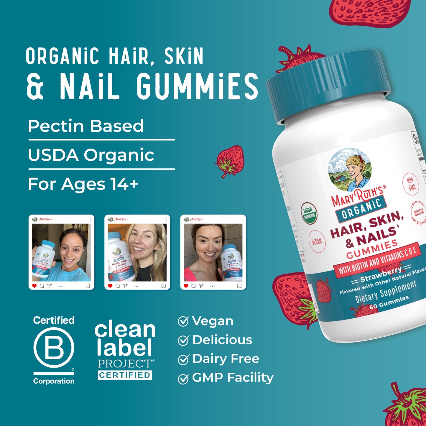 Organic Hair, Skin, & Nails Gummies