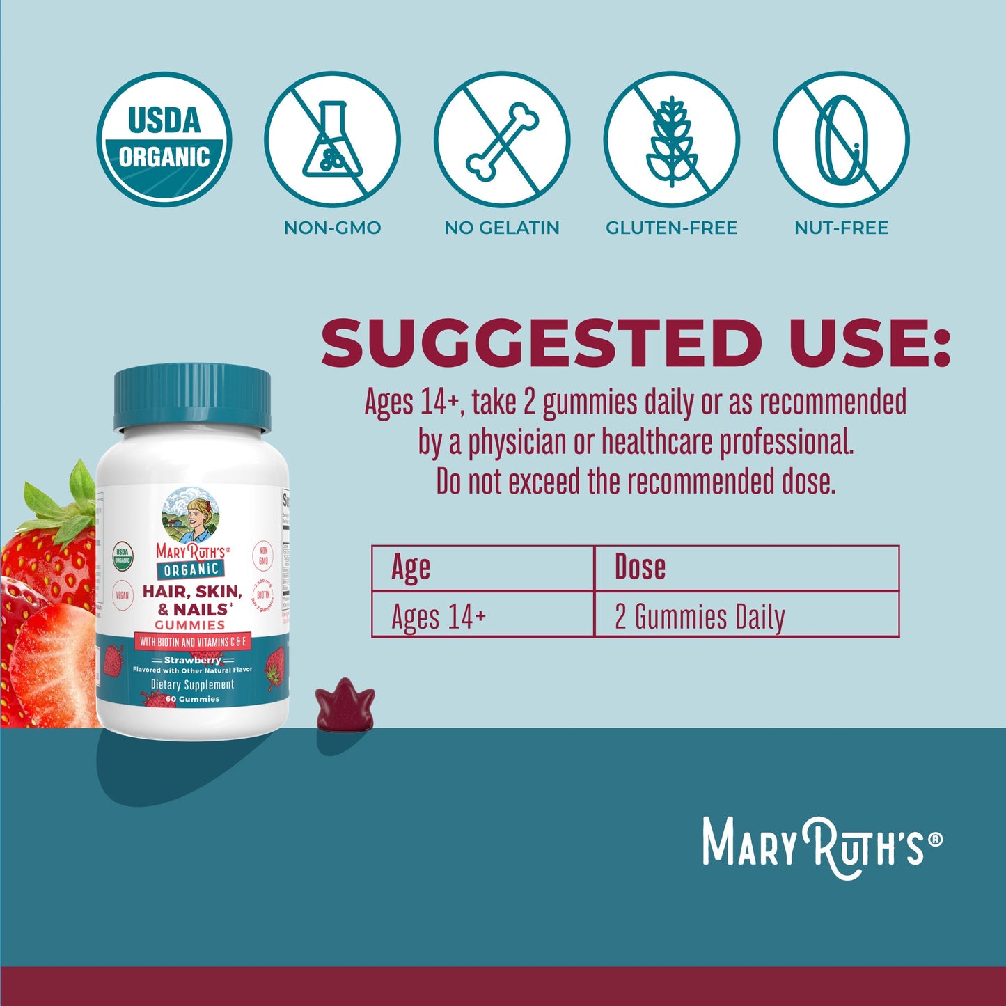 Organic Hair, Skin, & Nails Gummies