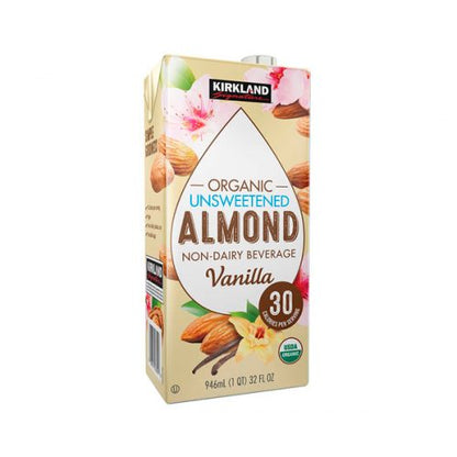 Kirkland Organic Unsweetened Almond Non-Dairy Beverage/Milk Vanilla (32 Oz.) Cartons