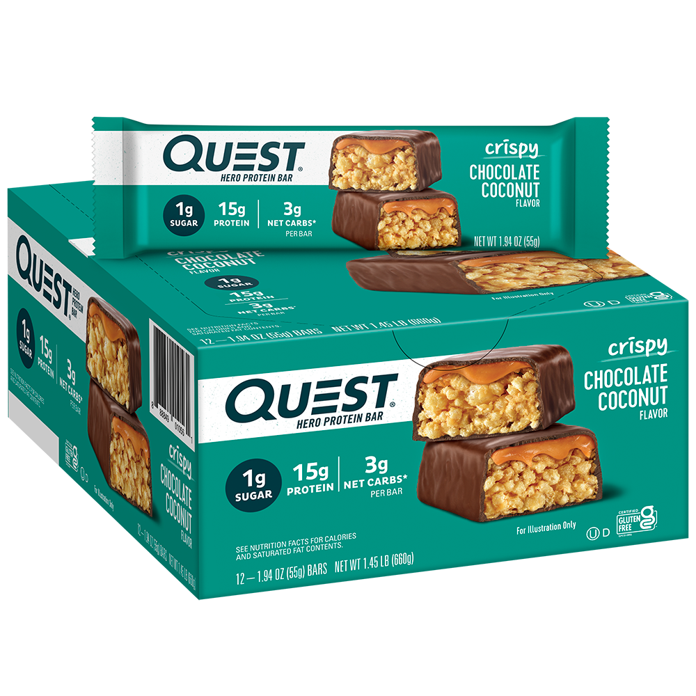 Quest Chocolate Coconut Crispy Hero Protein Bars