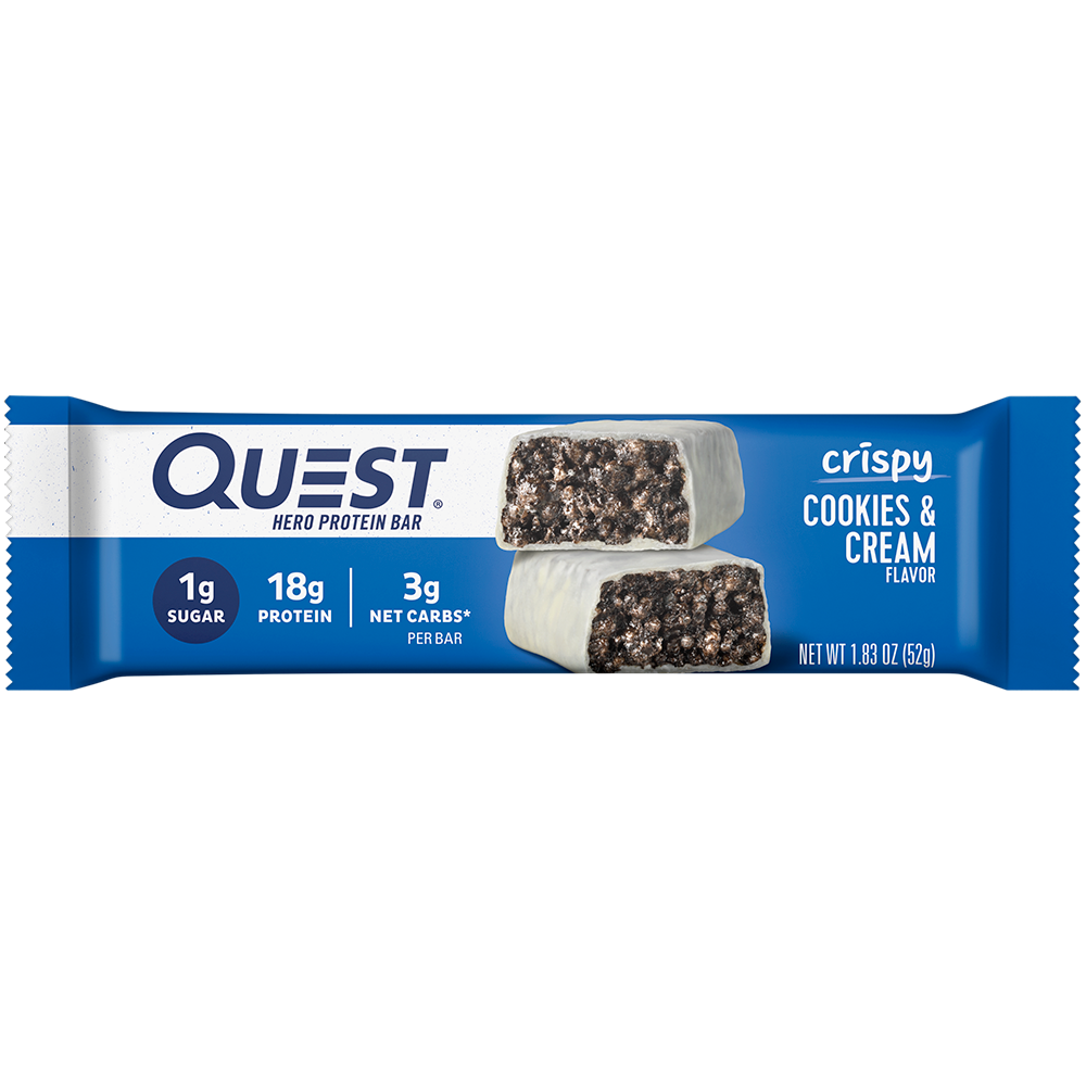 Quest Cookies & Cream Crispy Hero Protein Bars