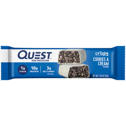 Quest Cookies & Cream Crispy Hero Protein Bars