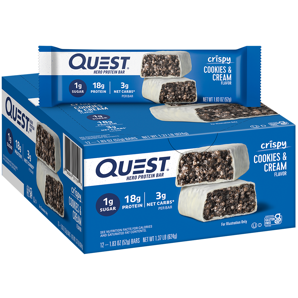 Quest Cookies & Cream Crispy Hero Protein Bars