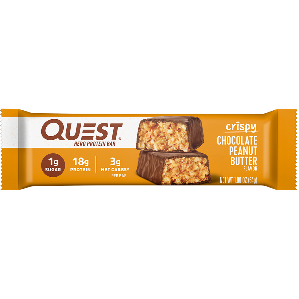 Quest Chocolate Peanut Butter Crispy Hero Protein Bars