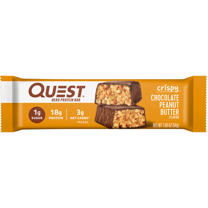 Quest Chocolate Peanut Butter Crispy Hero Protein Bars