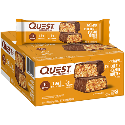 Quest Chocolate Peanut Butter Crispy Hero Protein Bars