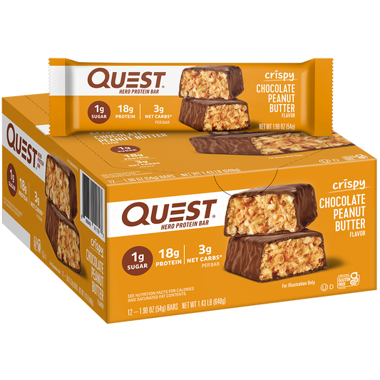 Quest Chocolate Peanut Butter Crispy Hero Protein Bars