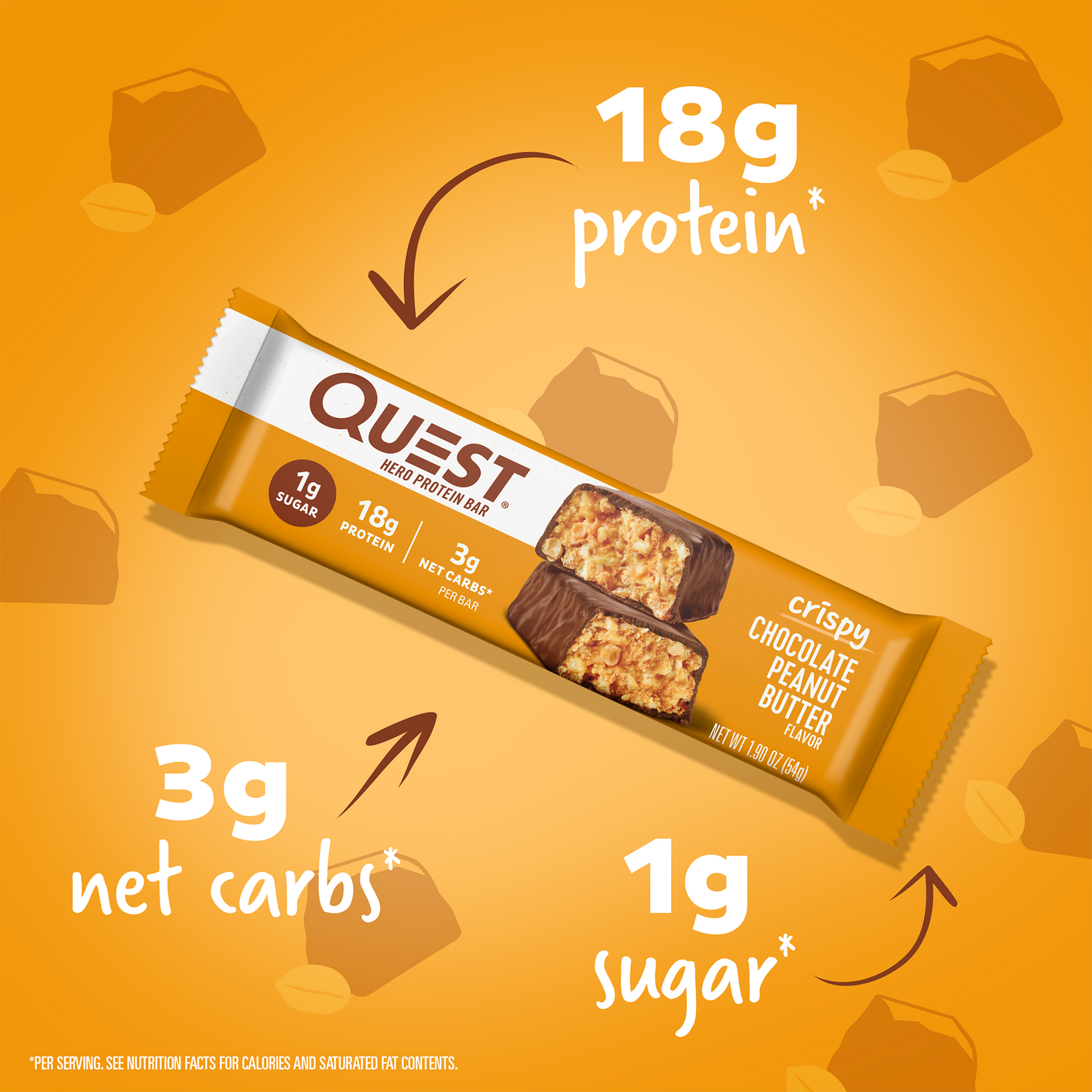 Quest Chocolate Peanut Butter Crispy Hero Protein Bars