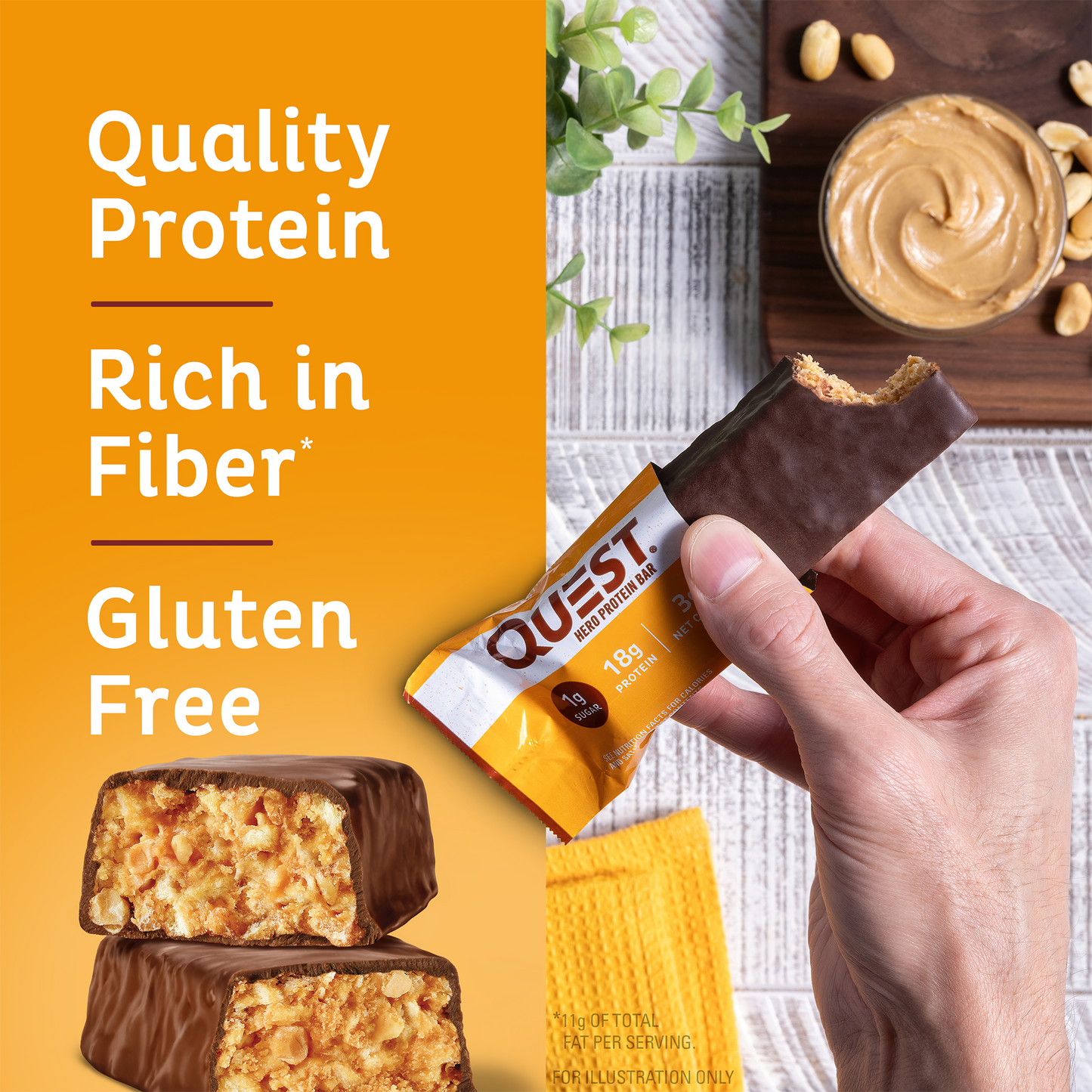 Quest Chocolate Peanut Butter Crispy Hero Protein Bars