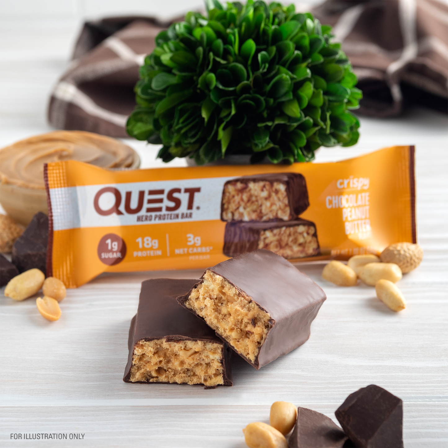 Quest Chocolate Peanut Butter Crispy Hero Protein Bars