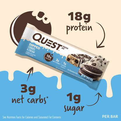 Quest Dipped Cookies & Cream Protein Bars