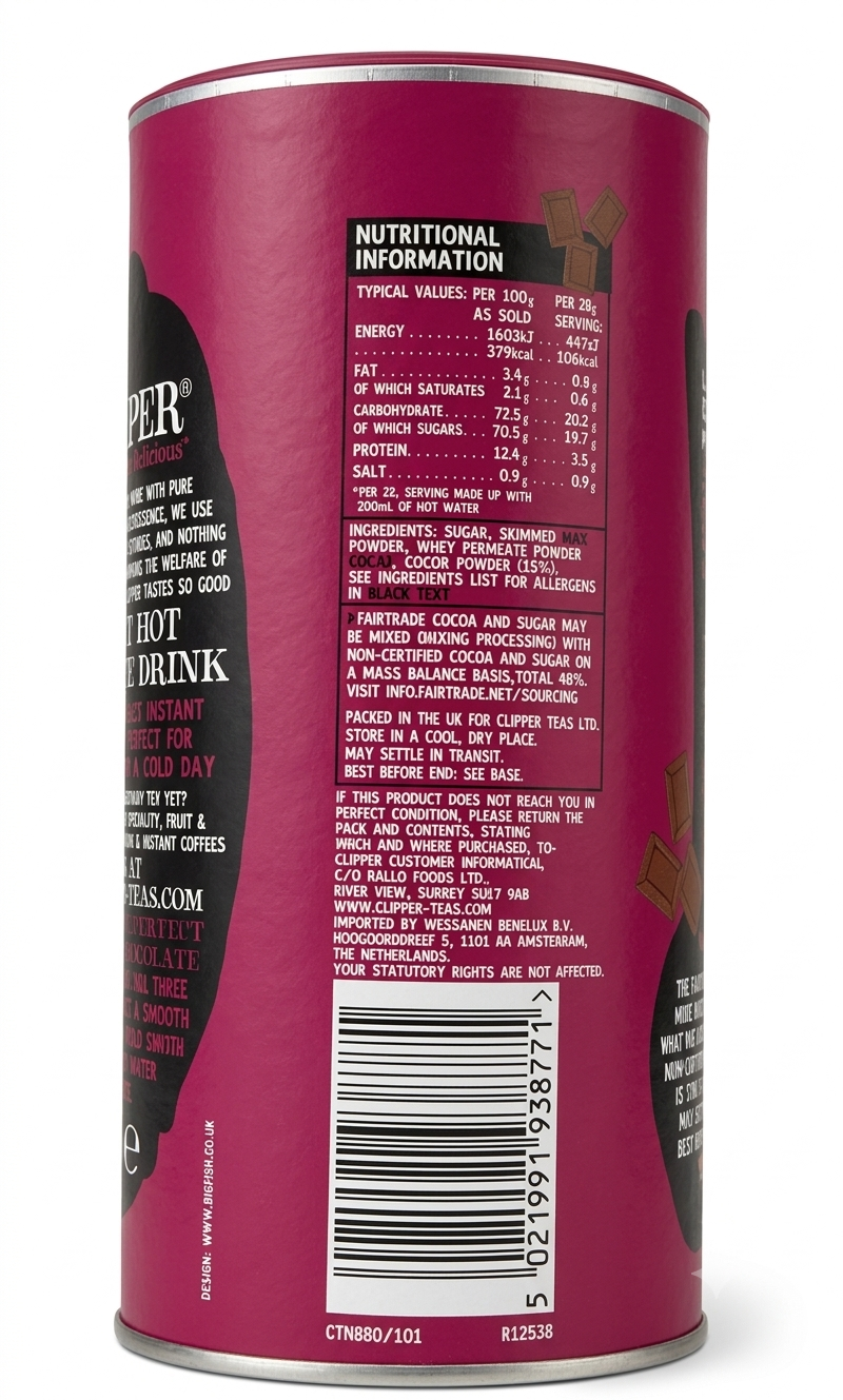 Clipper Fairtrade Seriously Velvety Instant Hot Chocolate 350g