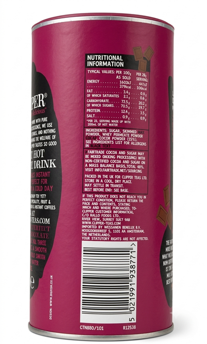 Clipper Fairtrade Seriously Velvety Instant Hot Chocolate 350g