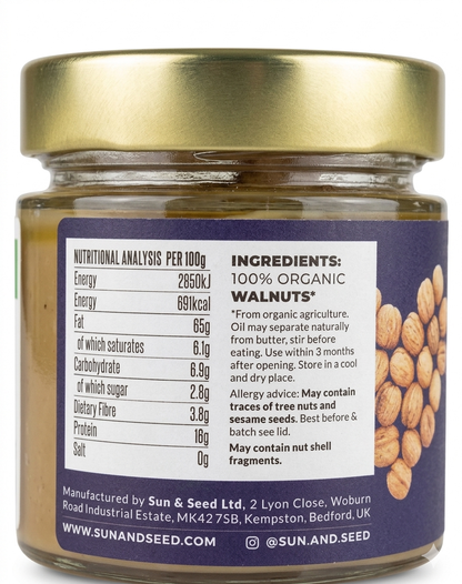 Sun & Seed Organic Raw Walnut Butter 200g