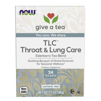 Give A Tea TLC Throat & Lung Care Elderberry Tea Blend, Caffeine-Free, Kosher, Halal, Non-GMO, 24 Tea Bags, 1.7 Ounce (Pack of 6)