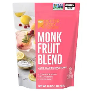 Better Body Foods, Monk Fruit Blend, Zero Calorie Sweetener, 16 oz (454g)