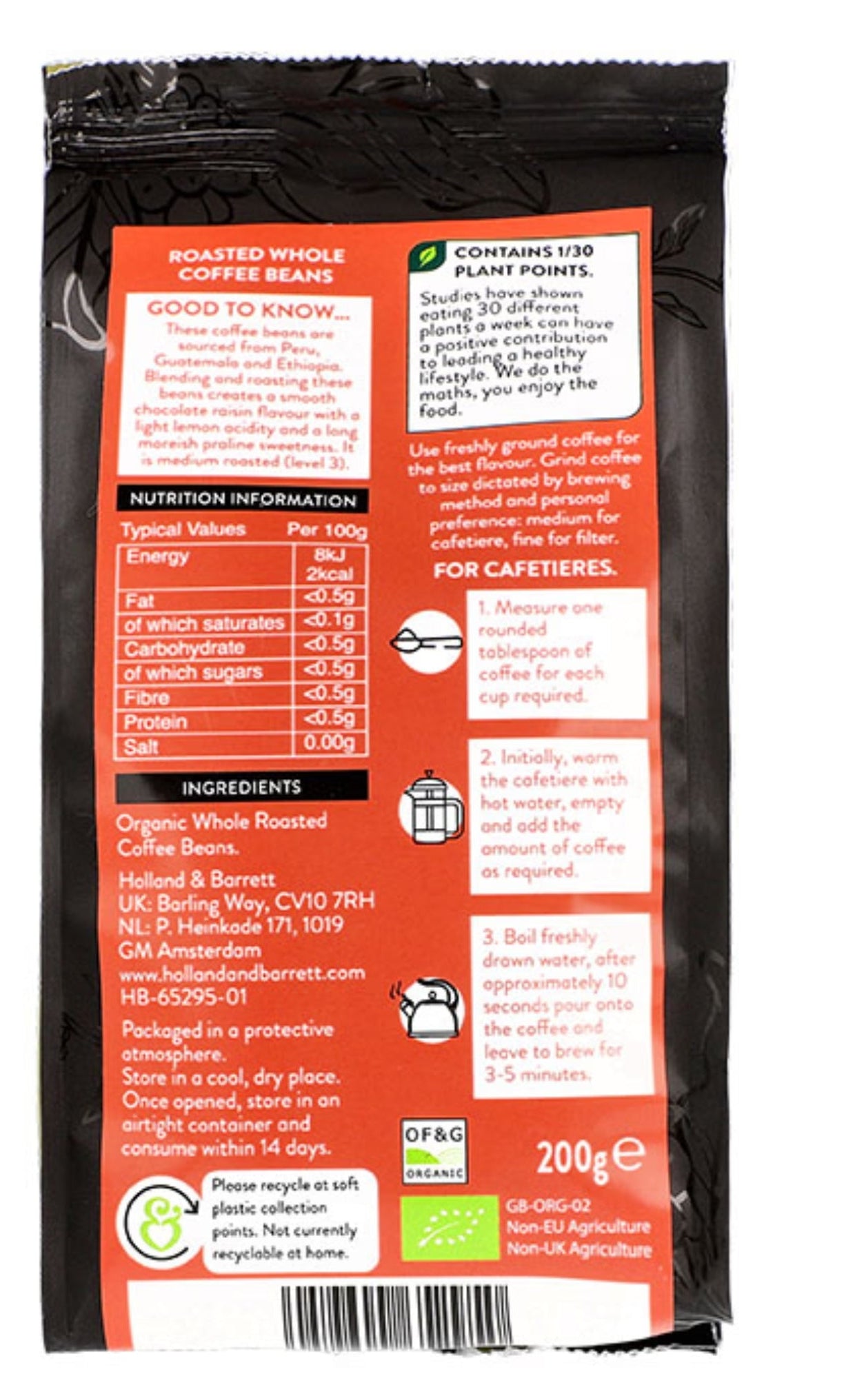 Holland & Barrett House Blend Coffee Beans 200g