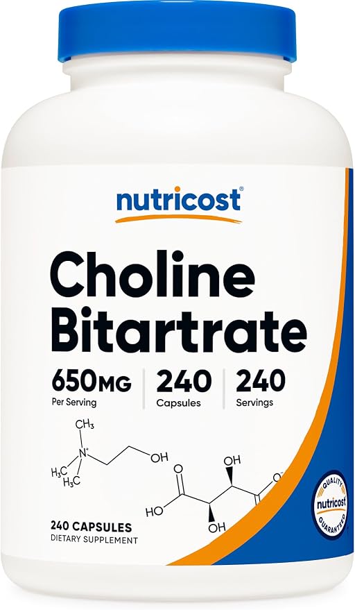 Nutricost Choline Bitartrate (650mg) 240 Vegetarian Capsules