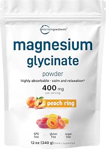 Micro Ingredients Magnesium Glycinate Powder For Sleep & Relax, 12 Oz (56 Servings) | 400 Mg Magnesium Glycinate High Bioavailability | Muscle, Bones & Mood Support