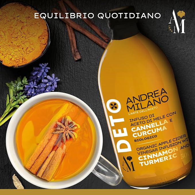 Andrea Milano DETO - Organic Apple Cider Vinegar Infusion with Cinnamon & Turmeric (500ml)