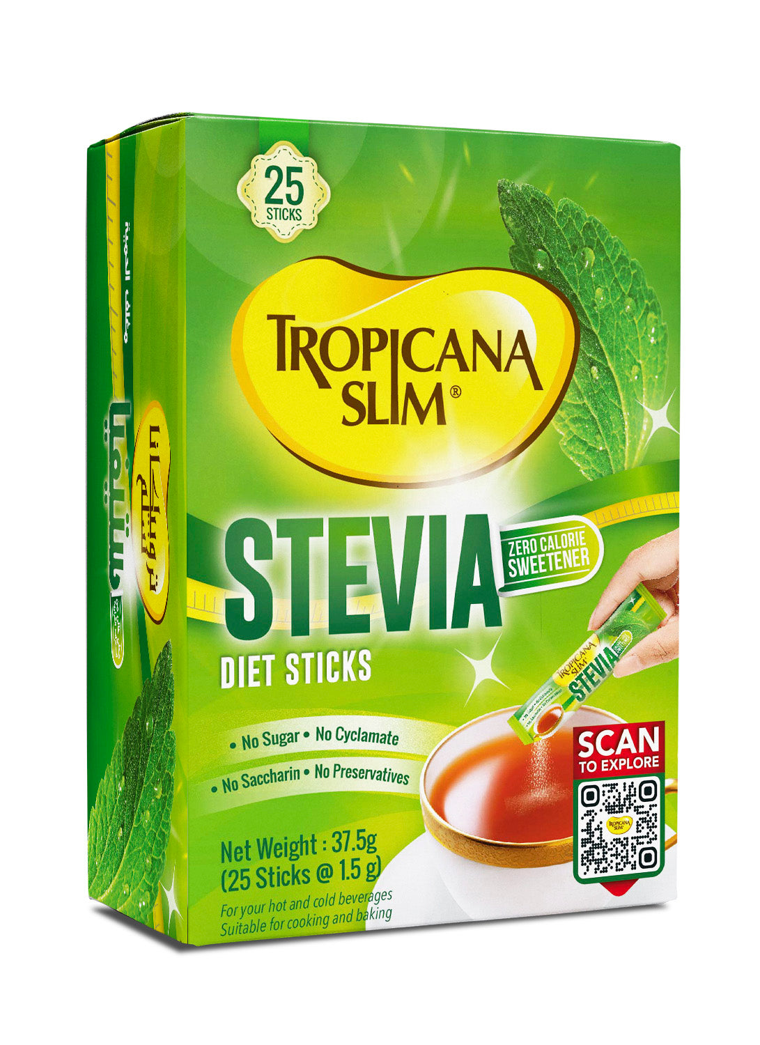 Tropicana Slim Stevia Diet Sticks – Zero Calorie Sweetener (25 Sticks)