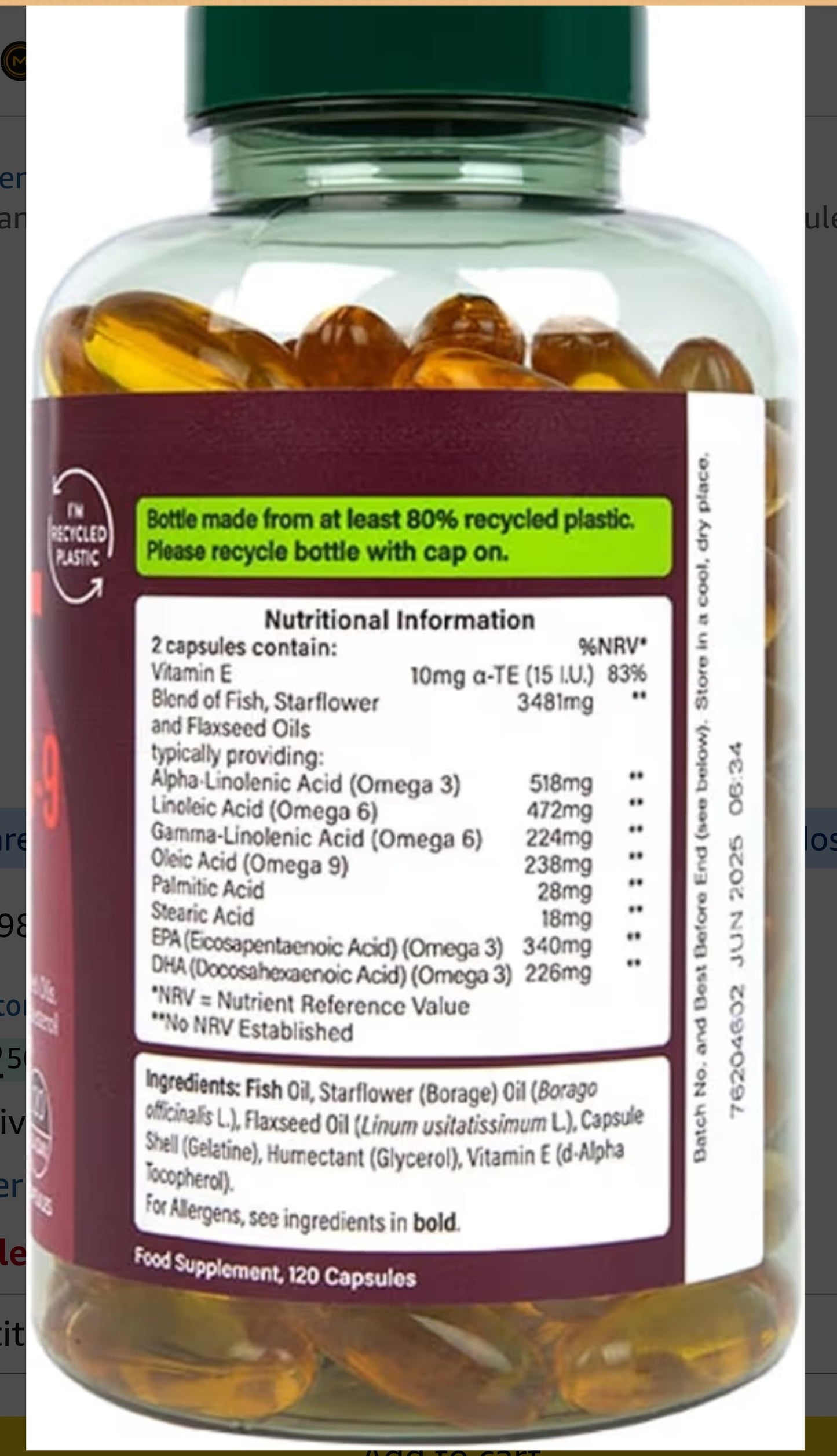 Holland & Barrett High Strength Triple Omega 3-6-9 120 Capsules