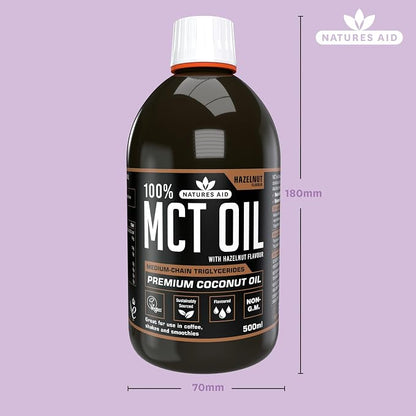 Natures Aid 100% MCT Oil - Hazelnut Flavour (500ml)