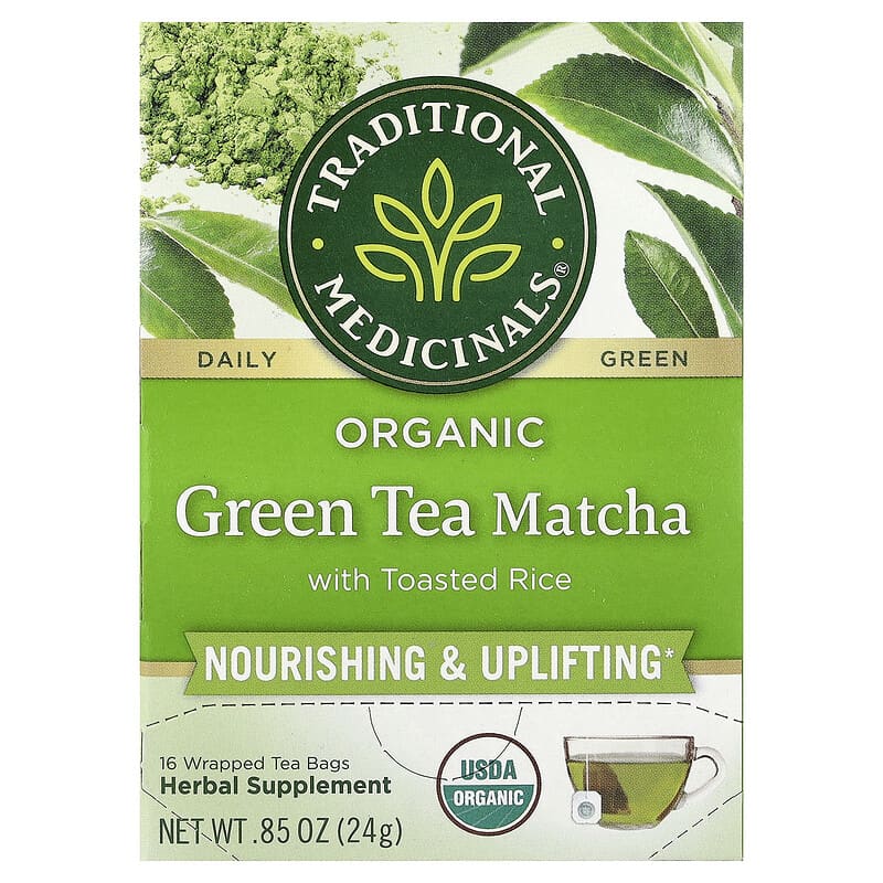 Traditional Medicinals, Organic Green Tea matcha with Toasted Rice, 16 Wrapped Tea Bags, 24 g (0.85 oz)