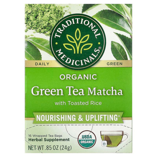 Traditional Medicinals, Organic Green Tea matcha with Toasted Rice, 16 Wrapped Tea Bags, 24 g (0.85 oz)