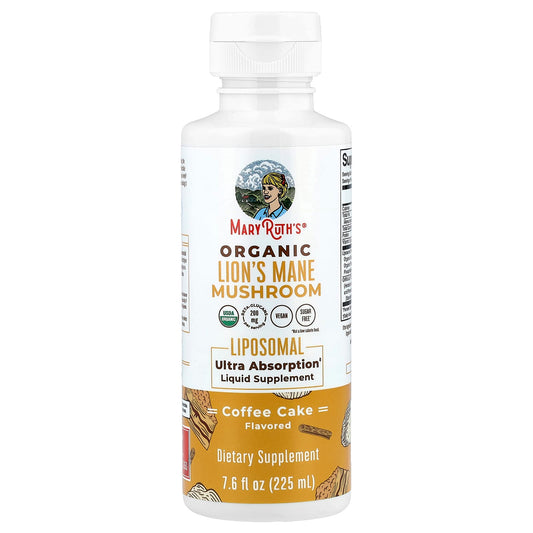 MaryRuth's Organic Lion's Mane Mushroom Liposomal Liquid Supplement - Coffee Cake Flavor-225ml