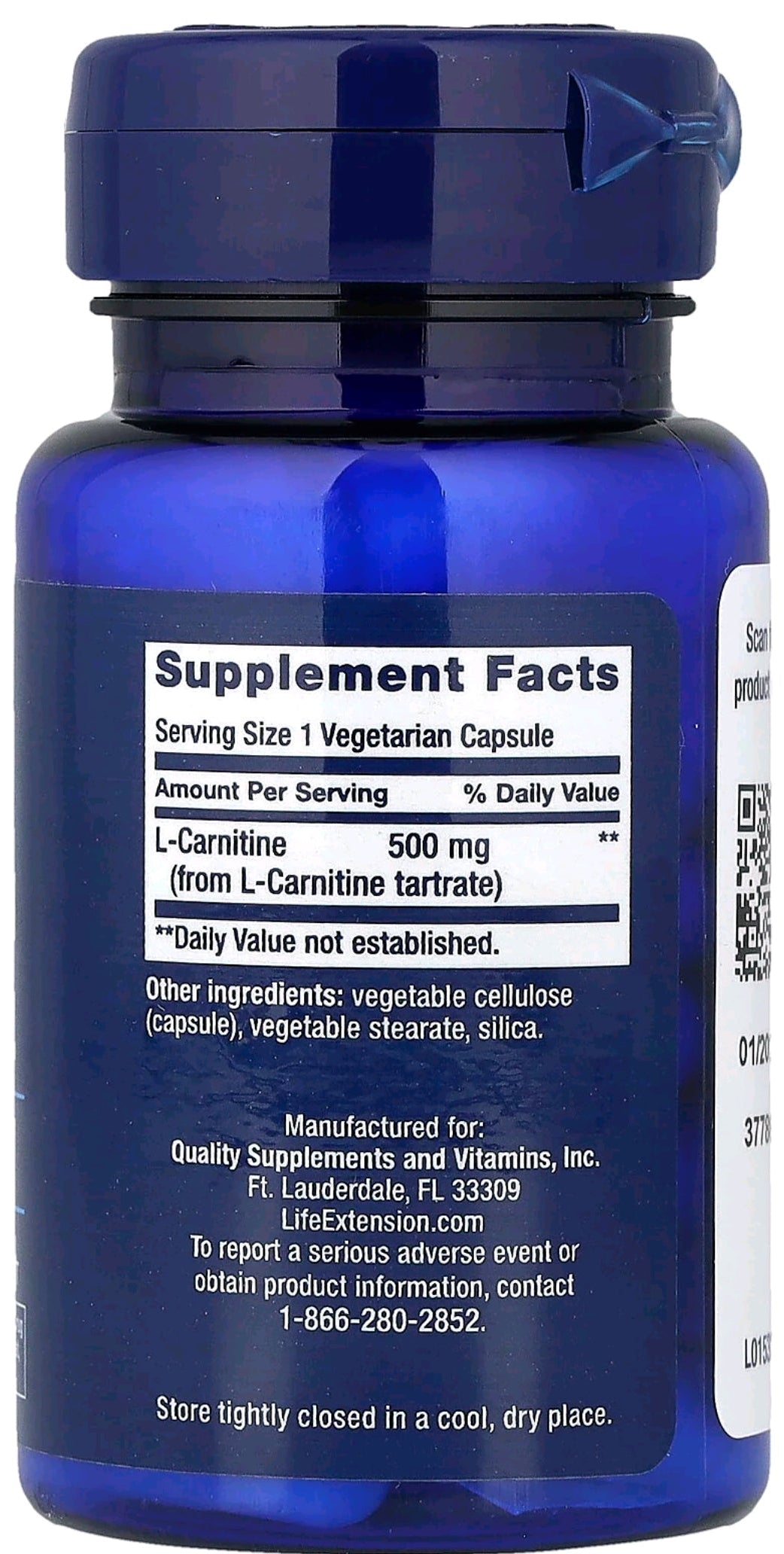Life Extension L-Carnitine, 500mg - 30 vcaps