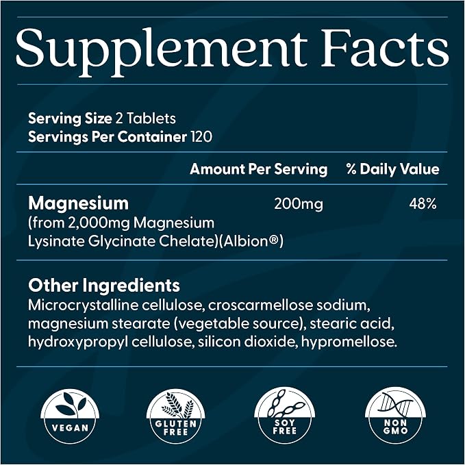 Doctor's Best High Absorption Magnesium Glycinate Lysinate 200mg, 240 Count