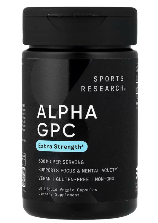 Sports Research, Alpha GPC, 60 Liquid Veggie Capsules (315 mg per Capsule) - Extra Strength