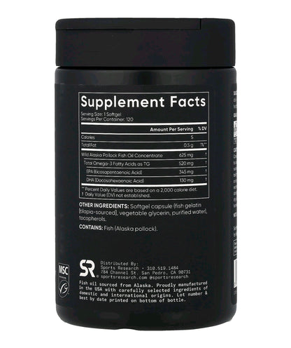 Sports Research Alaskan Omega-3 Fish Oil Mini-Gels-120softgels