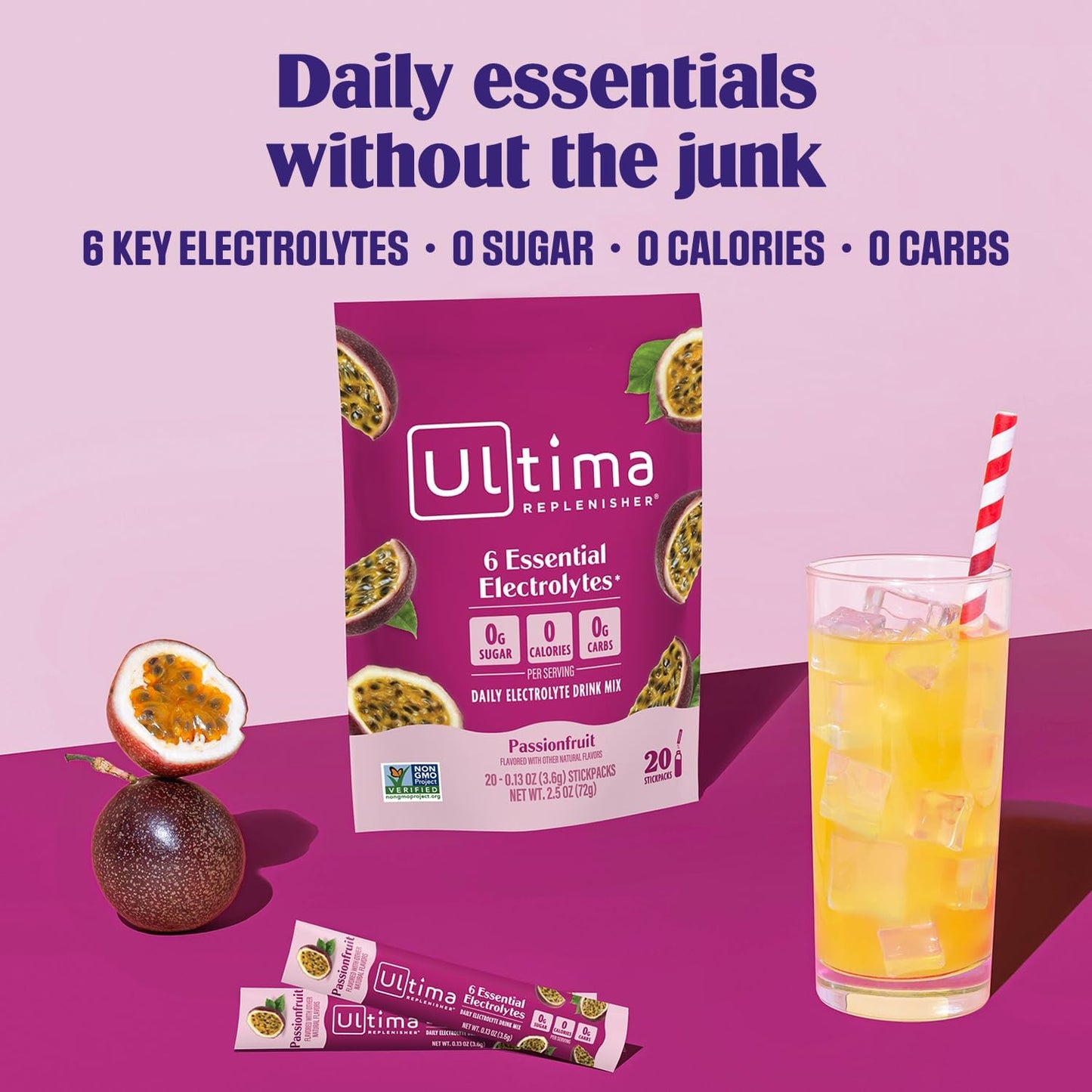 Ultima Replenisher Daily Electrolyte Drink Mix - Passionfruit (20 Stickpacks)