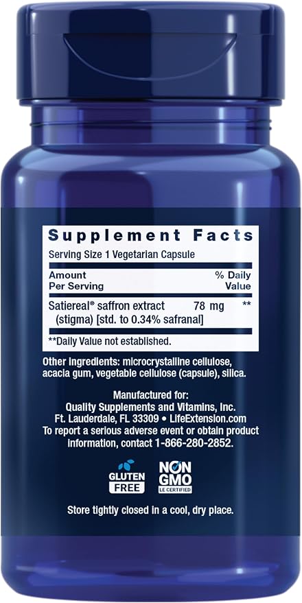 Life Extension Optimized Saffron (60 Vegetarian Capsules)