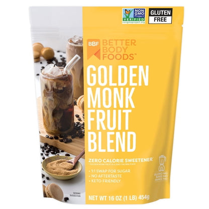 Better Body Foods, Golden Monk Fruit Blend, Zero Calorie Sweetener, 16 oz (454g)