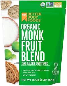 Better Body Foods, Organic Monk Fruit Blend, Zero Calorie Sweetener, 16 oz (454g)