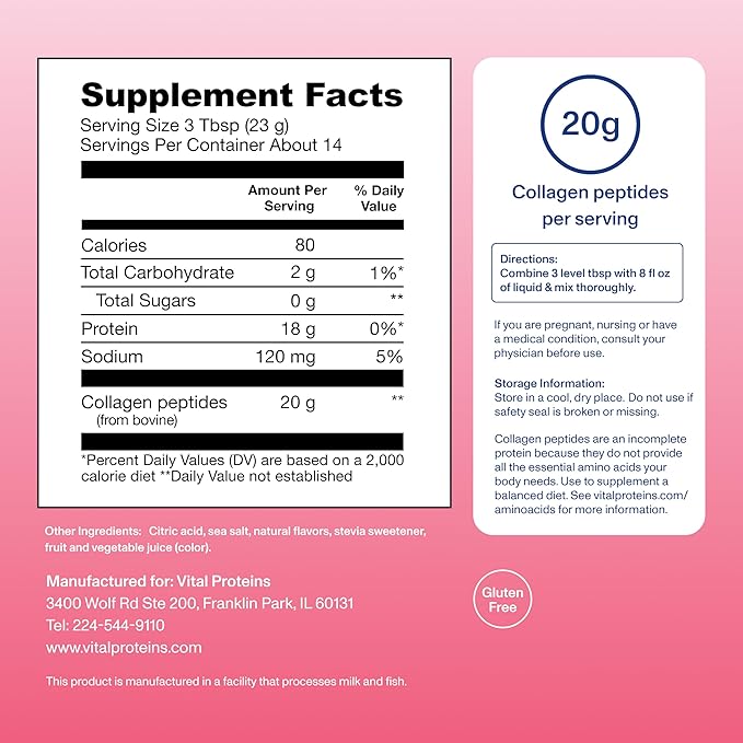 Vital Proteins Strawberry Lemonade Peptides- 322g(11.34oz)